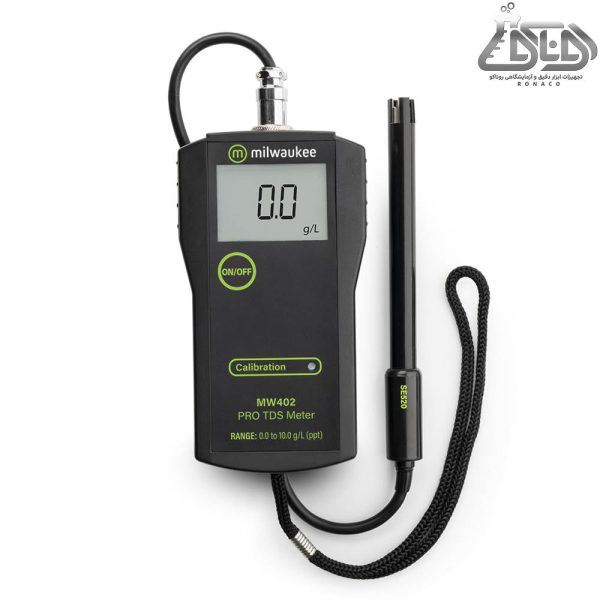 TDS متر MW402 PRO در محدوده 0 تا 10g/L و با دقت 0.1g/L- سنجش سختی آب-سختی سنج پرتابل میلواکی-سختی سنج mw402pro میلواکی-روناکو نماینده کمپانی میلواکی- TDS متر پرتابل مدل MW402 PRO