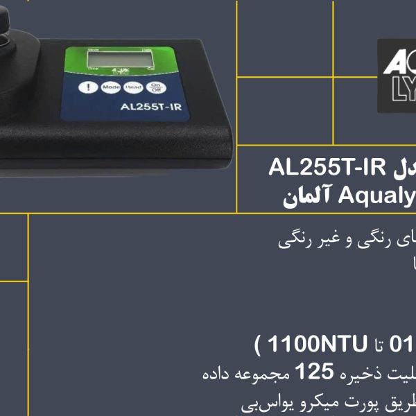 بنر کدورت سنج (توربیدیمتر) پرتابل AL255T-IR برند آلمانی آکوالیتیک (لاویباند) در محدوده 0.01 تا 1100NTU اندازهگیری و انتخاب رنج اتوماتیک است Aqualytic Lovibond