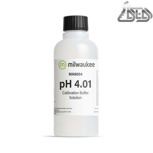 محلول استاندارد بافر پی اچ 4 محصول کمپانی MILWAUKEE کد MA9004 بطری 230 میلی لیتری