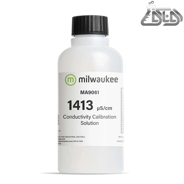 محلول استاندارد هدایت الکتریکی 1413 µS/cm محصول کمپانی MILWAUKEE کد MA9061 بطری 230 میلی لیتر
