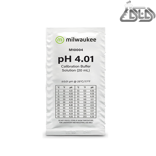 محلول استاندارد بافر پی اچ 4 محصول کمپانی MILWAUKEE کد M10004 ساشه 20 میلی لیتری